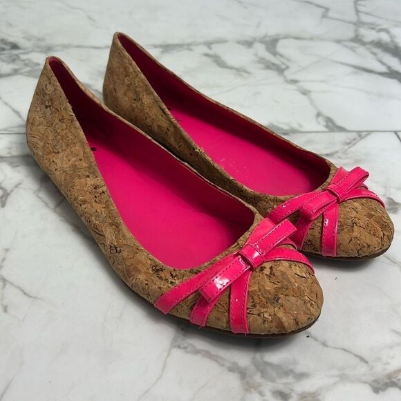 kate spade Shoes - Kate Spade Cork and Hot Pink Flats Size 8.5 M